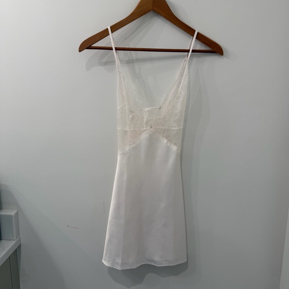 Victoria's Secret Other - NWOT Vintage Victoria’s Secret White Silk Lace Mini Slip Lingerie